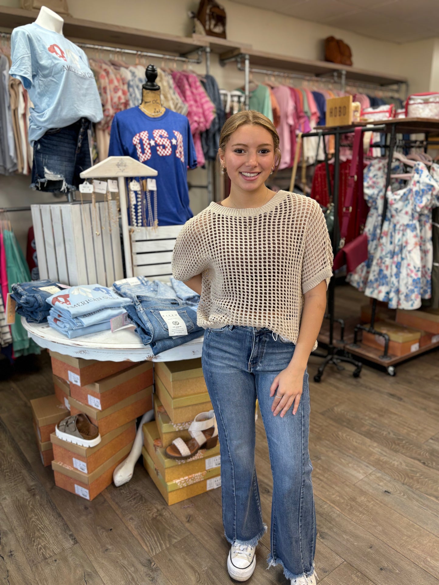 Open Knit Sweater Top