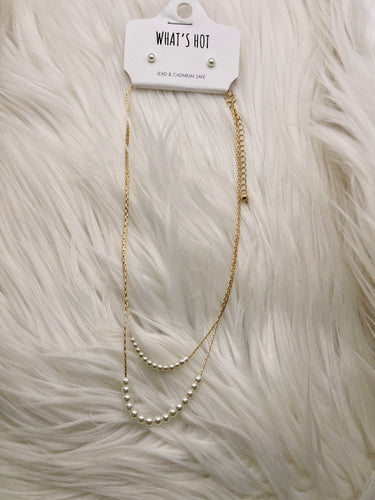 Duo Chain Pearl Necklace