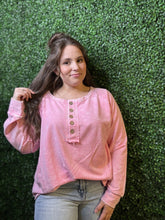 Load image into Gallery viewer, Kelly Washed Henley Top
