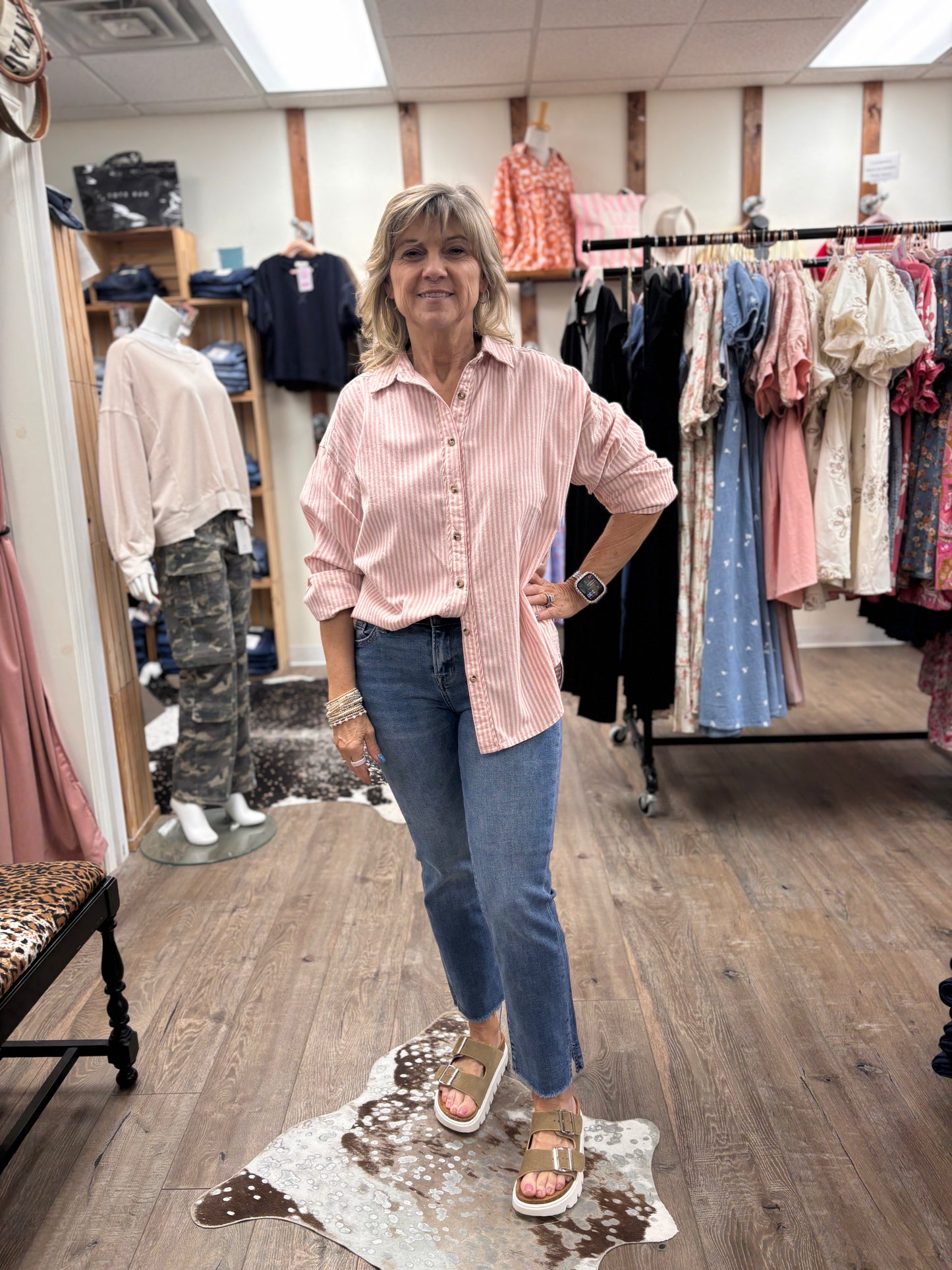 Signature Stripe Button Up Top