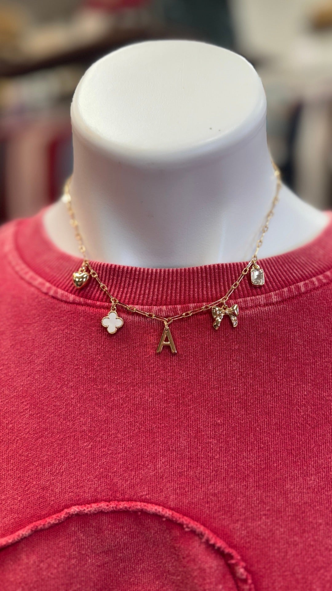 Gold Initial Charm Necklace