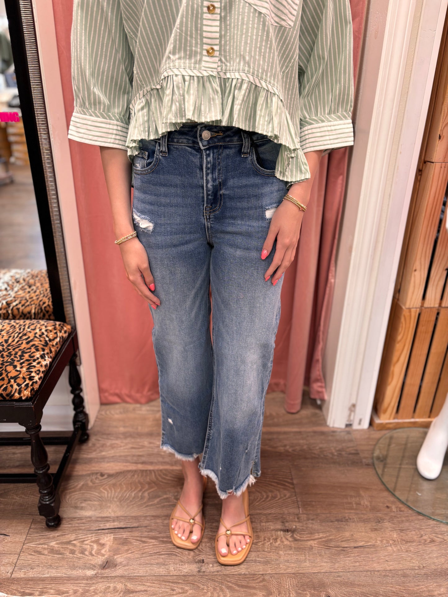 Kate Distressed Raw Hem Jeans
