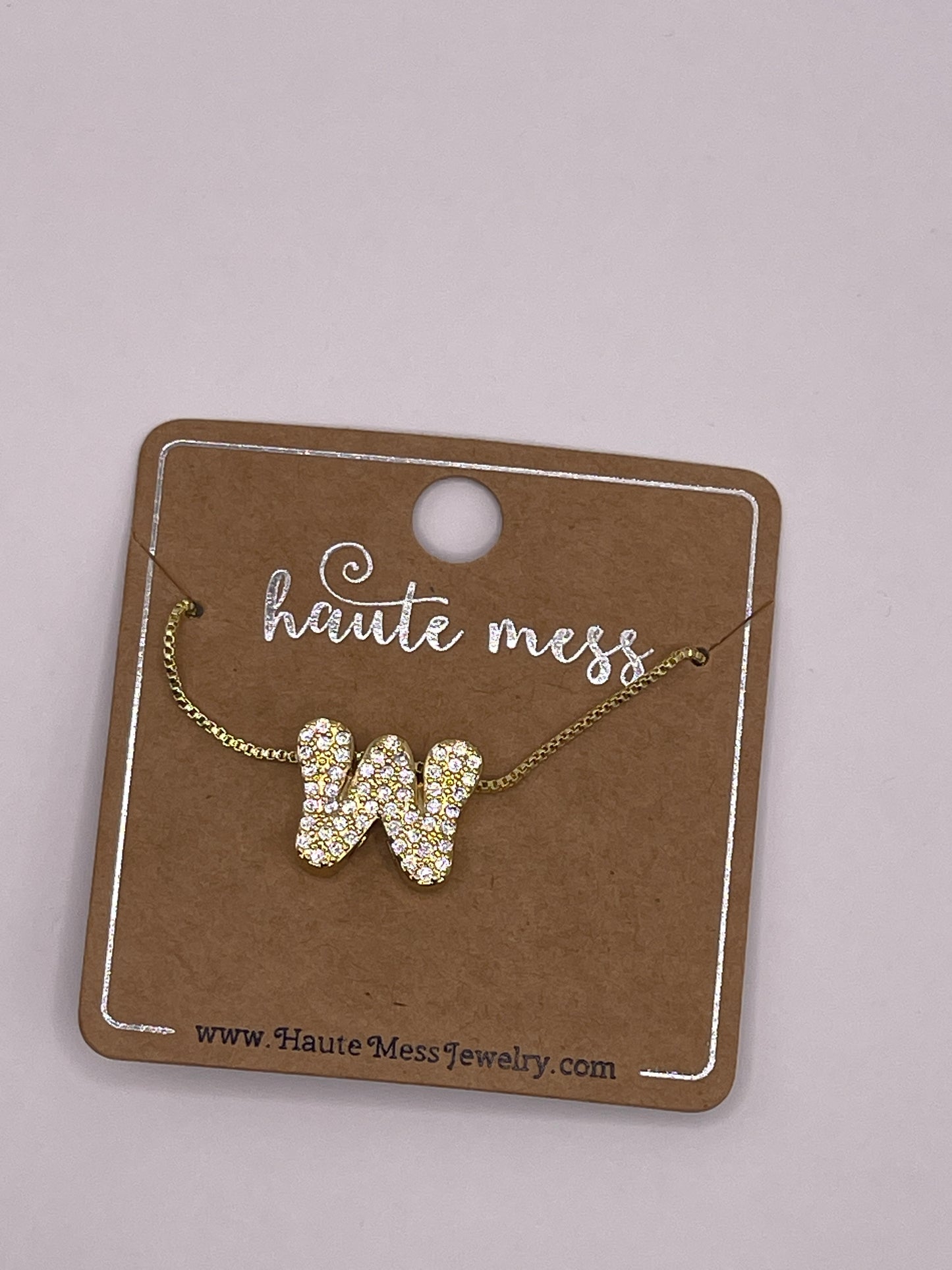 Gold Bubble Initial Pendant Necklace