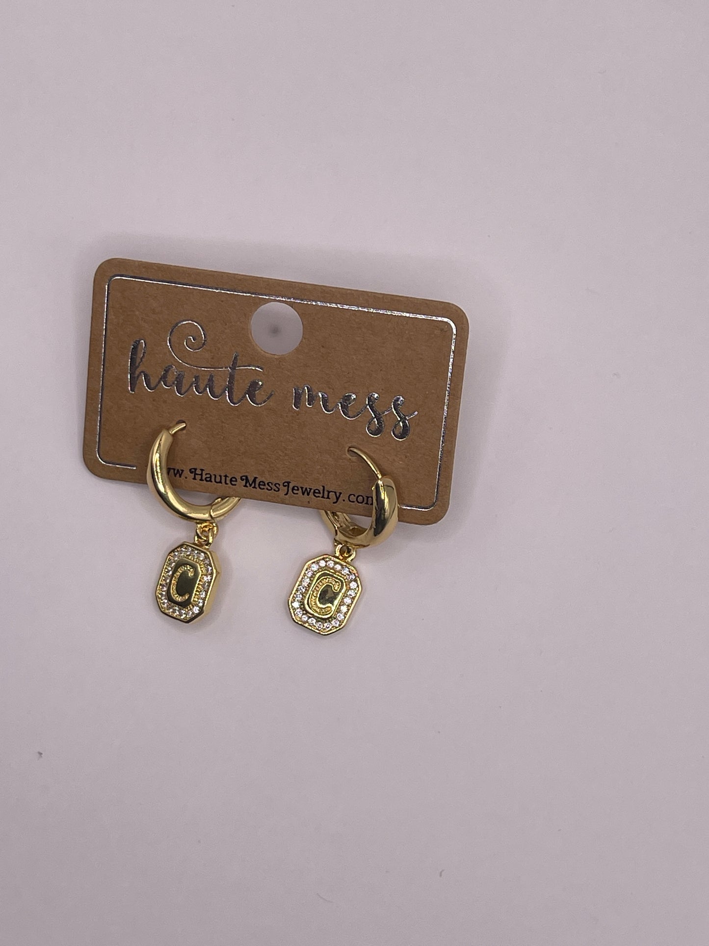 Gold Initial Pendant Earrings
