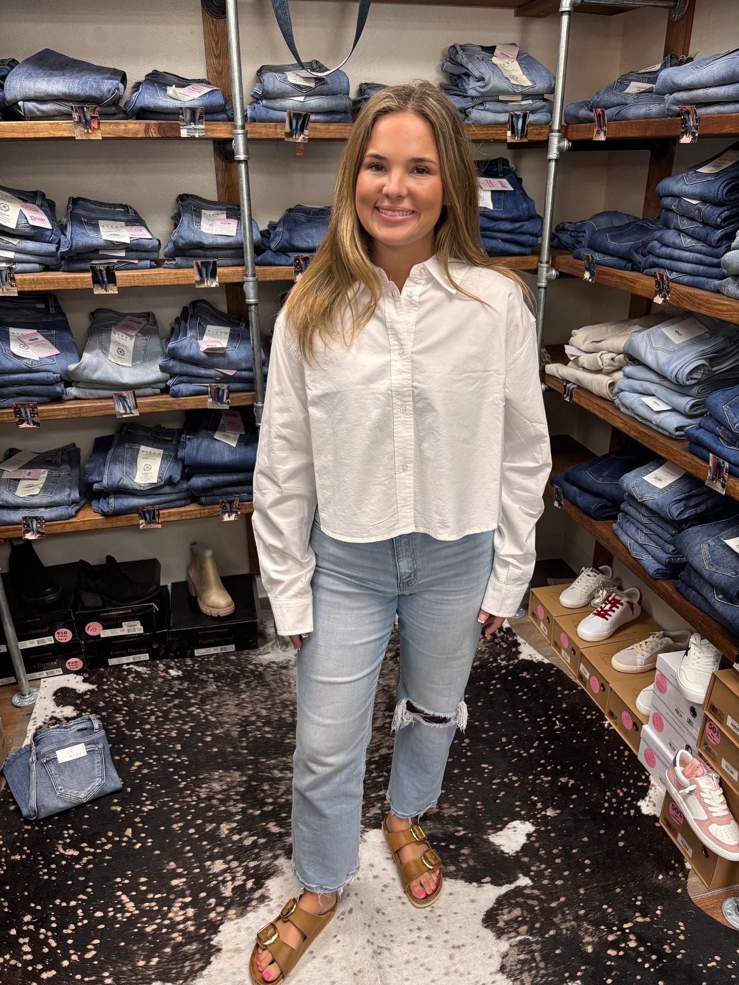 Chic Staple Long Sleeve Button Up Top