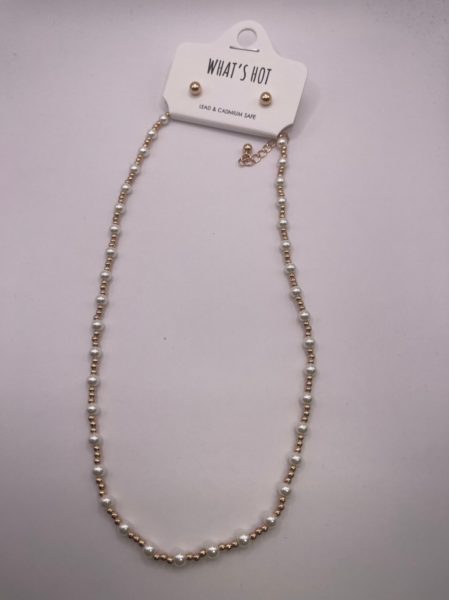 Dainty Pearl and Gold Bead Necklace
