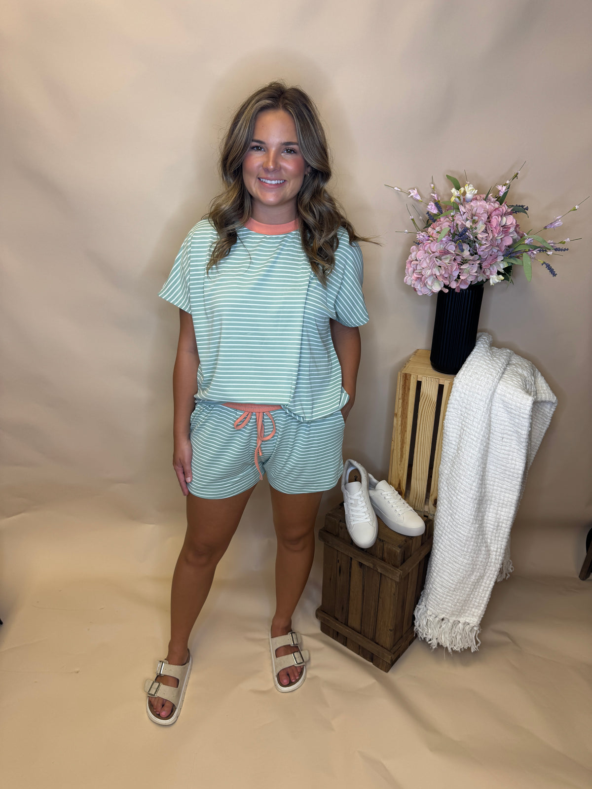Sunset Stripe Shorts Set