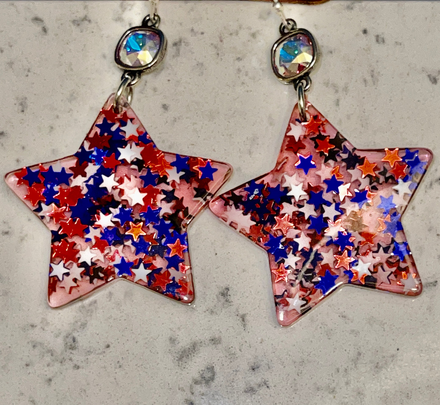 Patriotic Star Burst Earrings