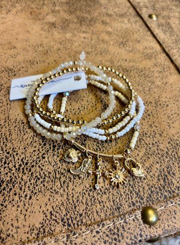 Star and Crystal Charm Bracelet Set of 5