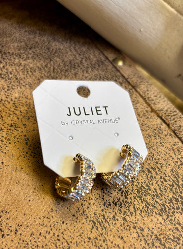 Baguette Rhinestone Hoop Earrings