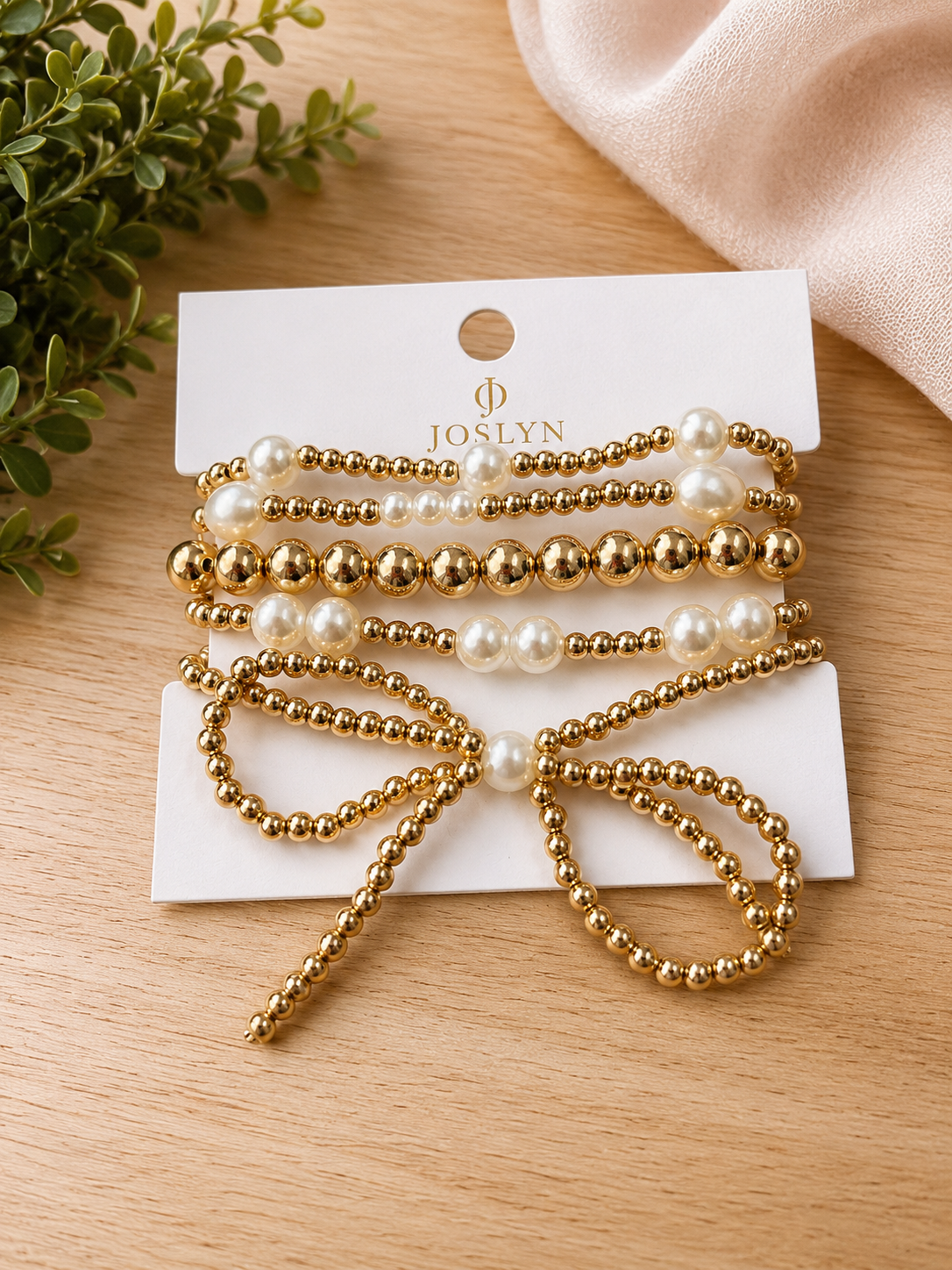 Beaded Bow Bracelet Set