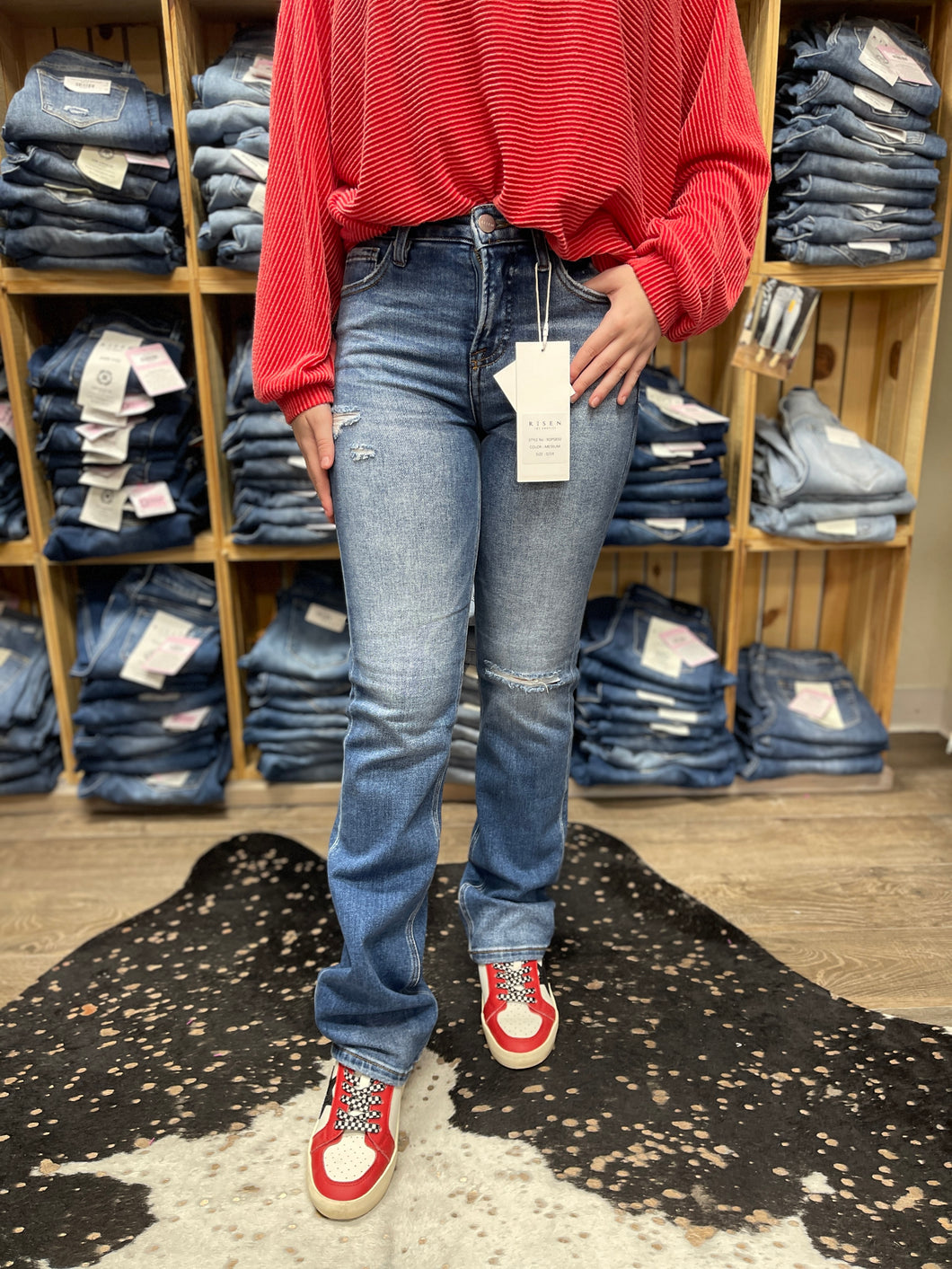 Ava HR Ankle Straight Jeans