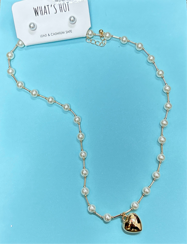 Bubble Heart Pearl Necklace
