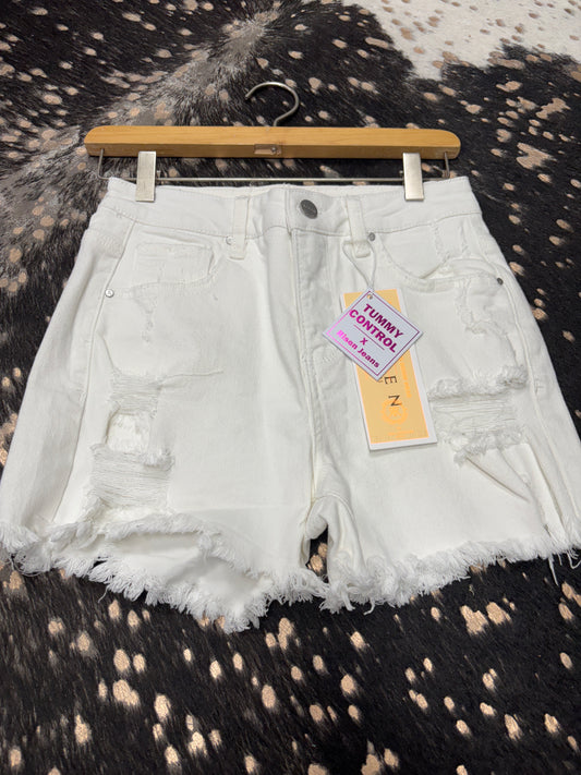 Tess HR Distressed Shorts Tummy Control