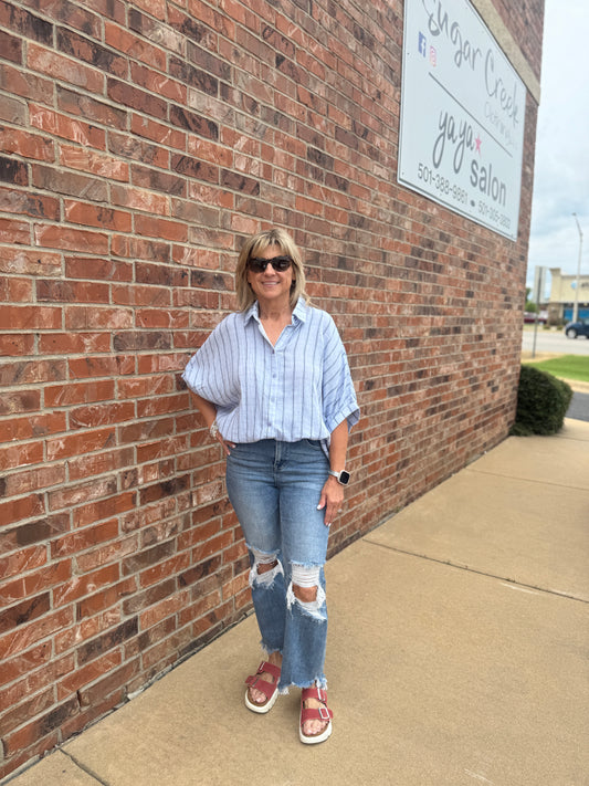 Boardwalk Striped Woven Blouse