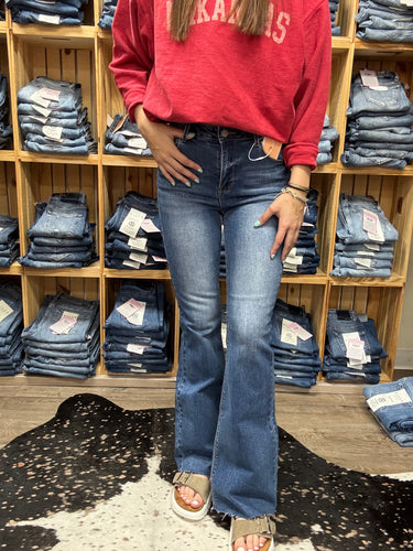 HR Flare Raw Cut Hem Jeans