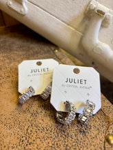 Load image into Gallery viewer, Baguette Rhinestone Hoop Earrings