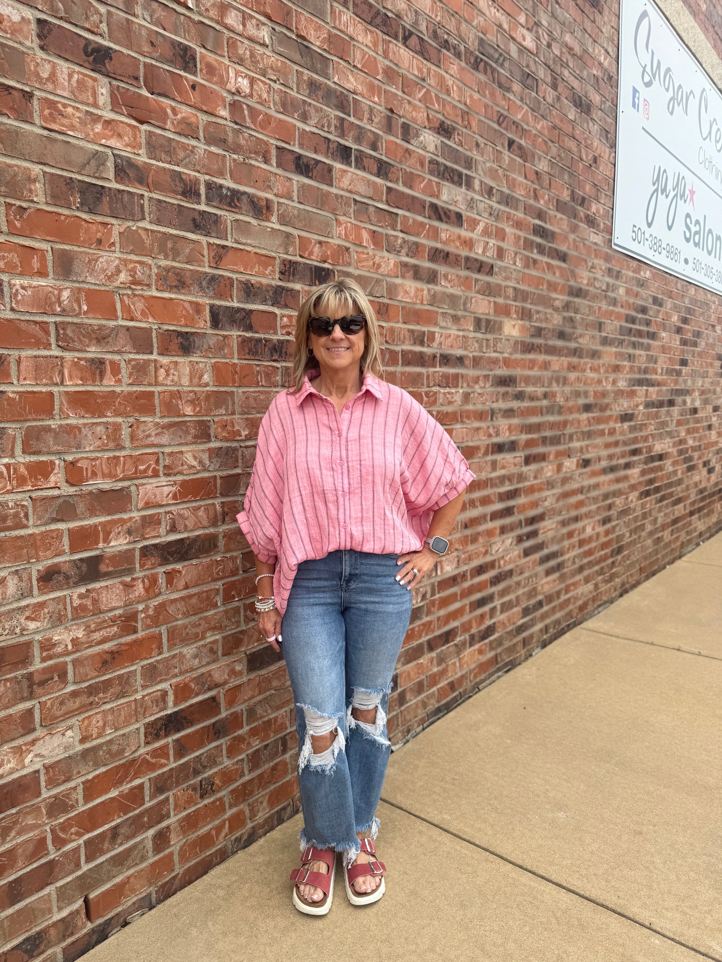 Boardwalk Striped Woven Blouse