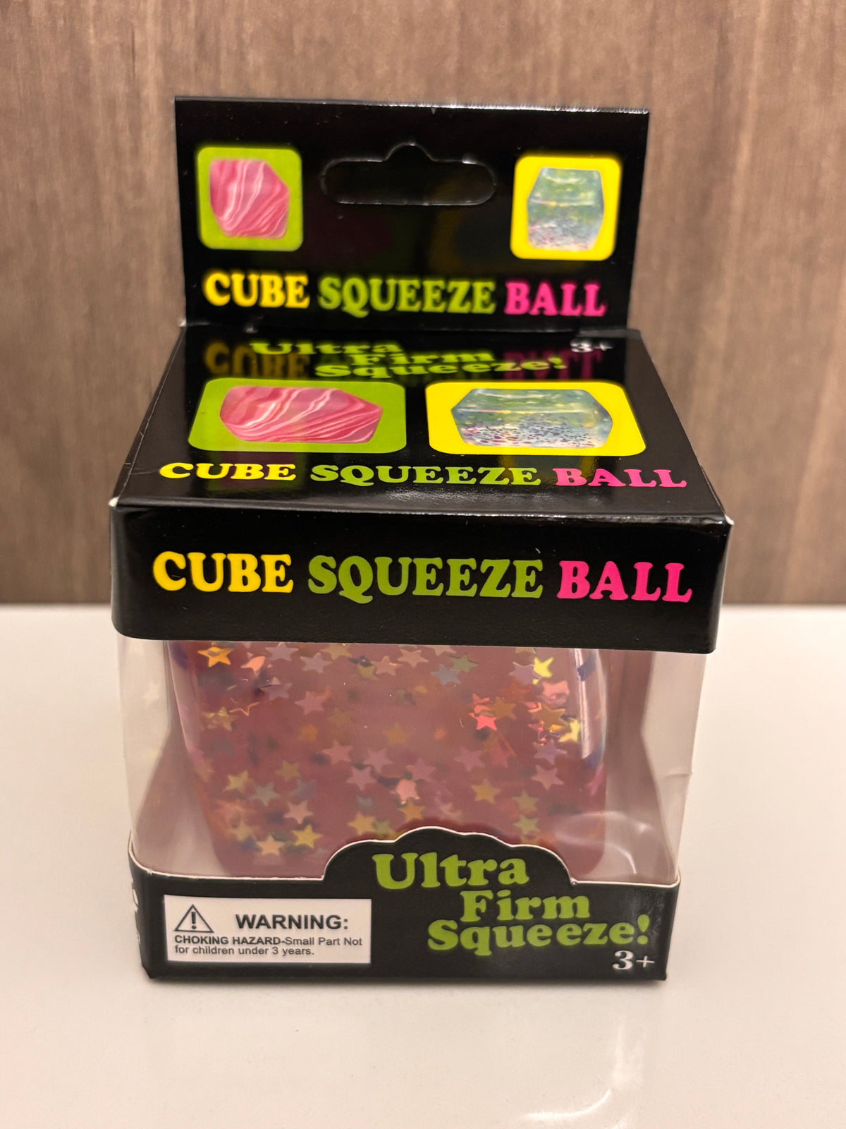 Pink Star Glitter Squeeze Cube