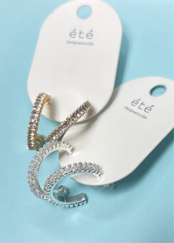 Baguette Stone Hoop Earrings
