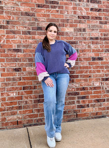 HW Tummy Control Contrast Straight Jeans