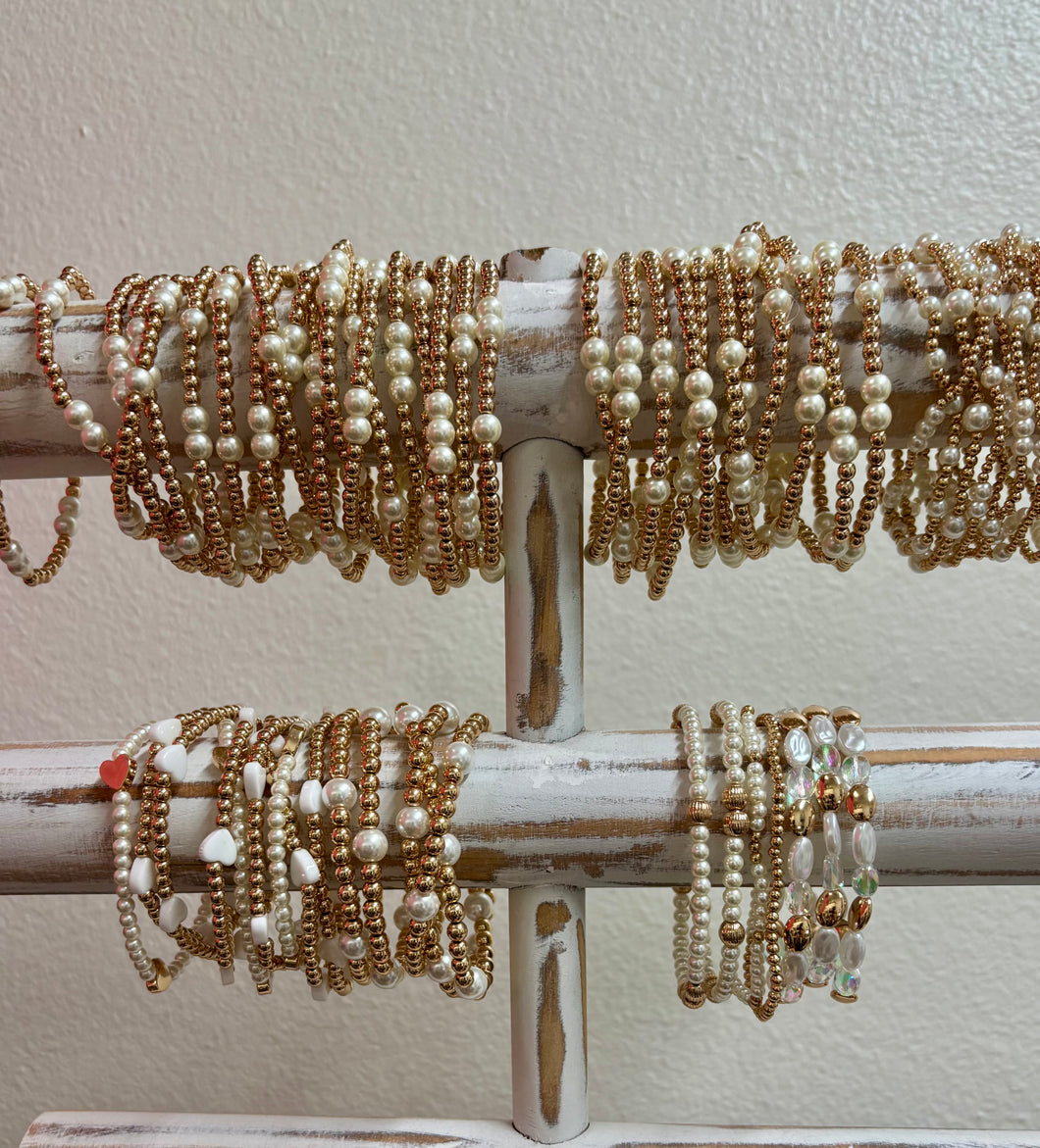 Gold Pearl Beaded Stackable