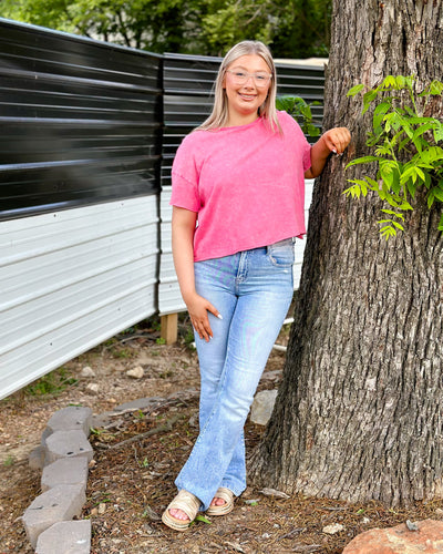 Cropped Fit Check Tee