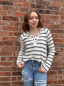 Lynnda Eyelet Striped Top