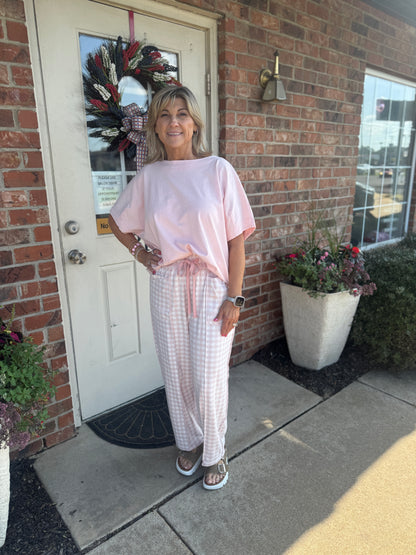 Soft Brushed Check Barrel Pants