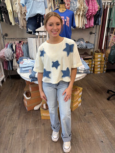 Blue Jean Baby Star Stitched Tee