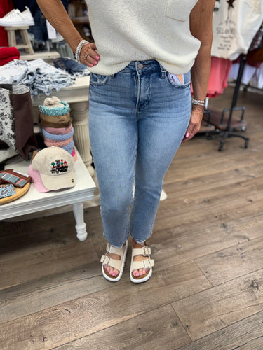 Cleo Low Rise Crop Slim Straight Jeans