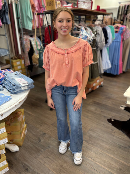 Sara HR Crop Flare Seam Detail Jeans