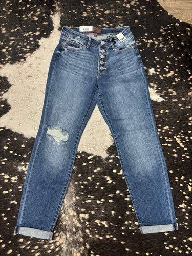 Lyla MR Button Fly Boyfriend Jeans