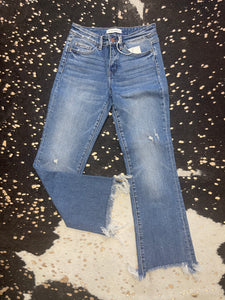 MR Distressed Hem Ankle Straight Jeans