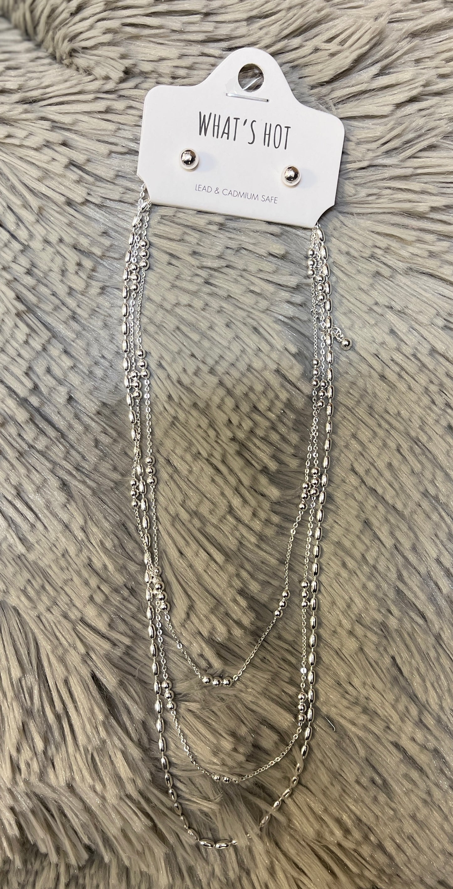 Tri Layered Necklace w/ Beaded Dot Accents