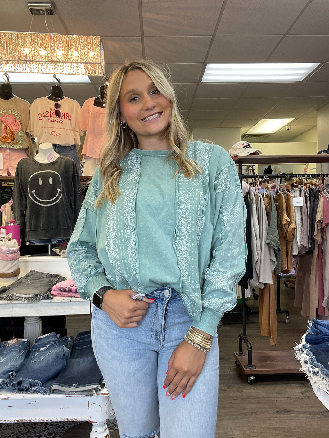 Paisley Printed Knit Top