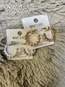 1.2" Pearl Studded Hoops