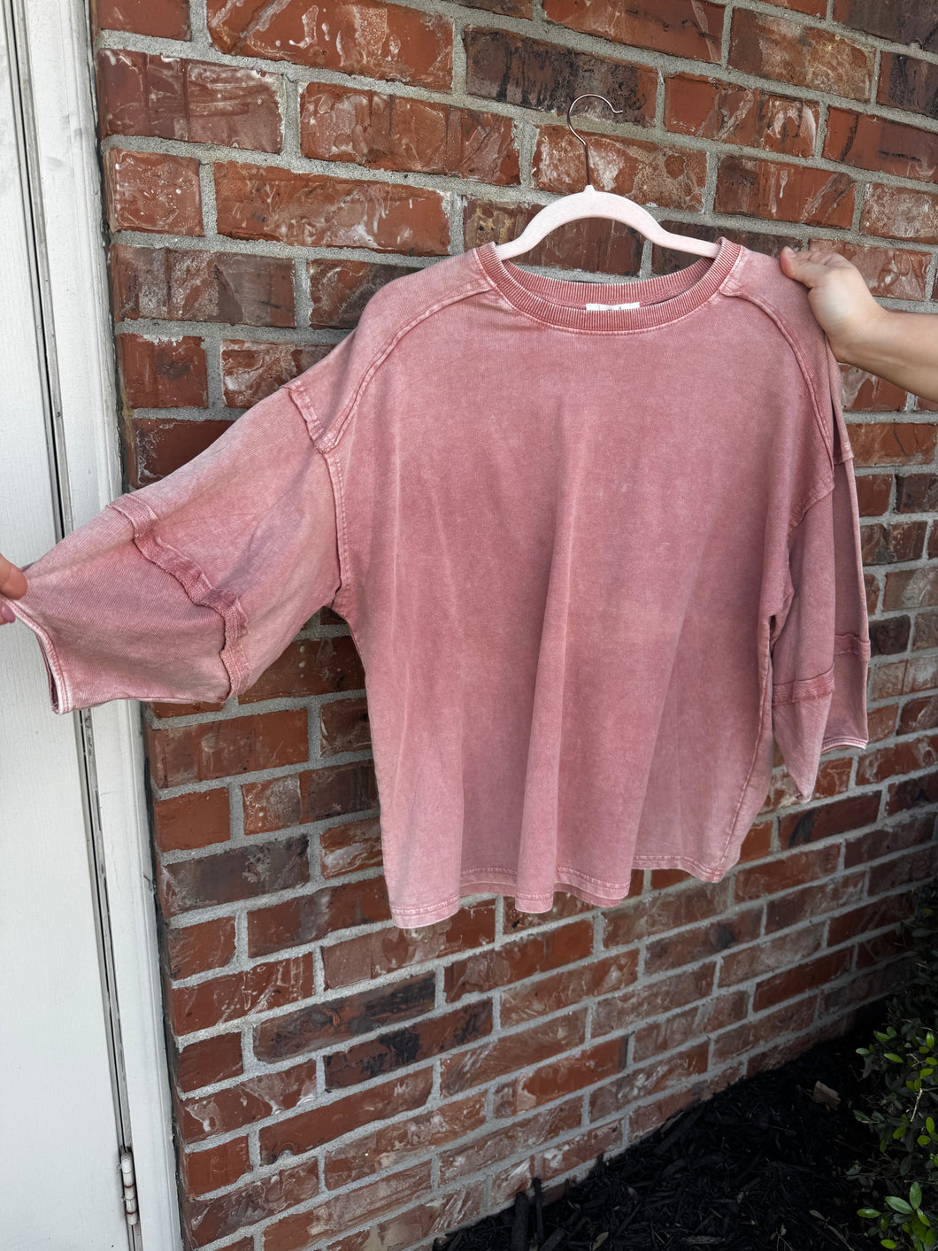 Lily 3/4 Sleeve Mineral Wash Top