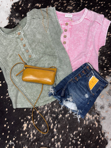 Henley Short Sleeve Knit Top