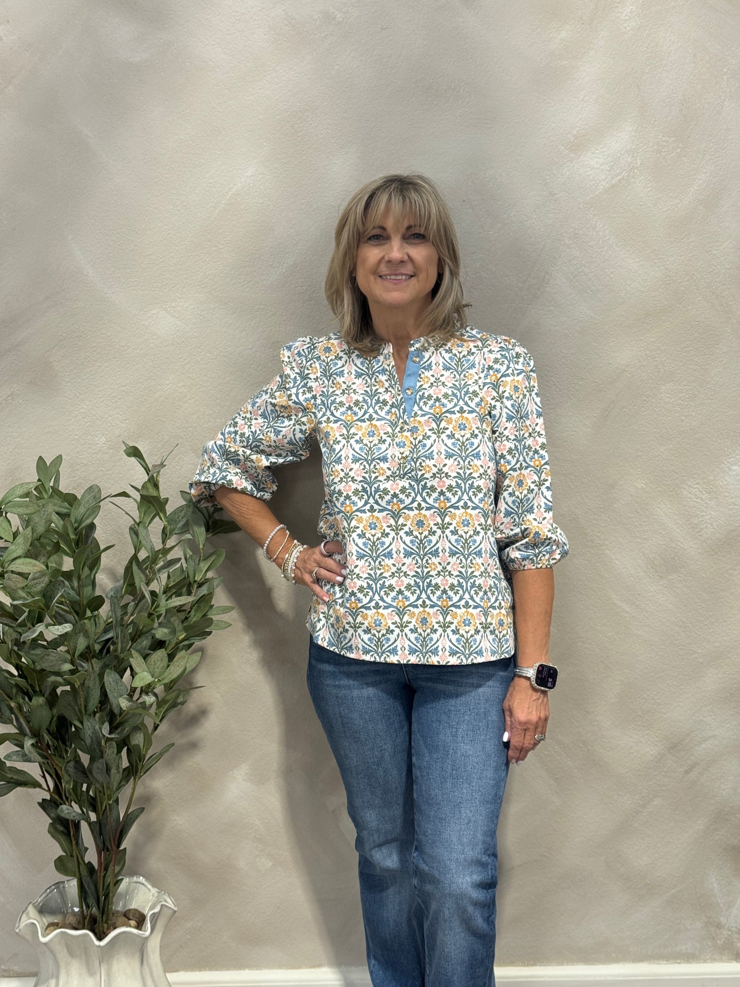 Riley Bloom 3/4 Sleeve Top