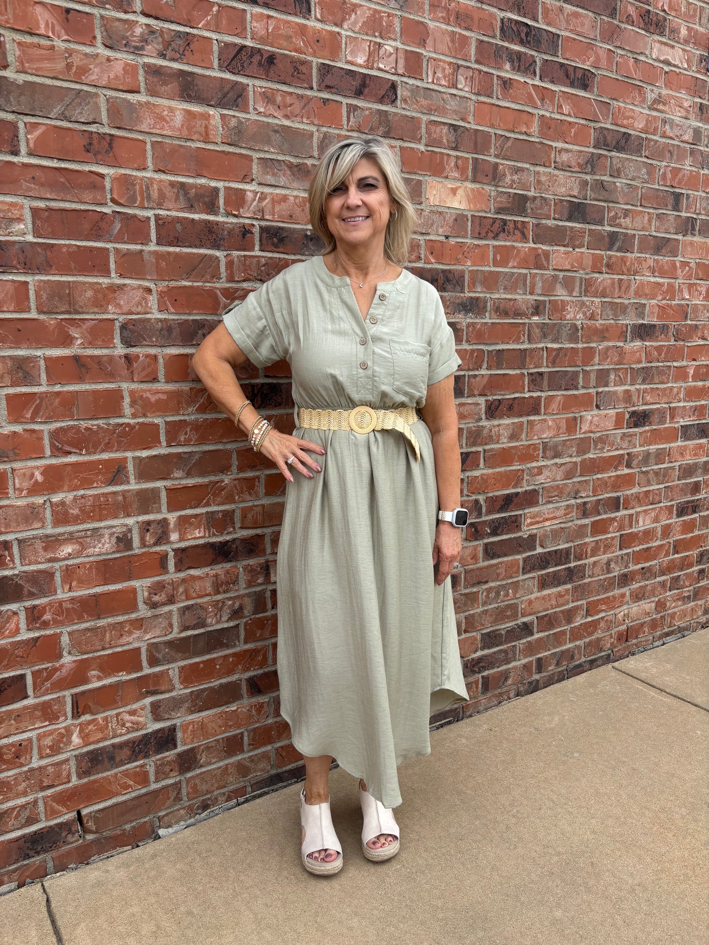 Sunset Stroll Linen Blend Dress