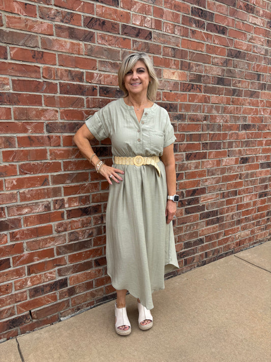 Sunset Stroll Linen Blend Dress