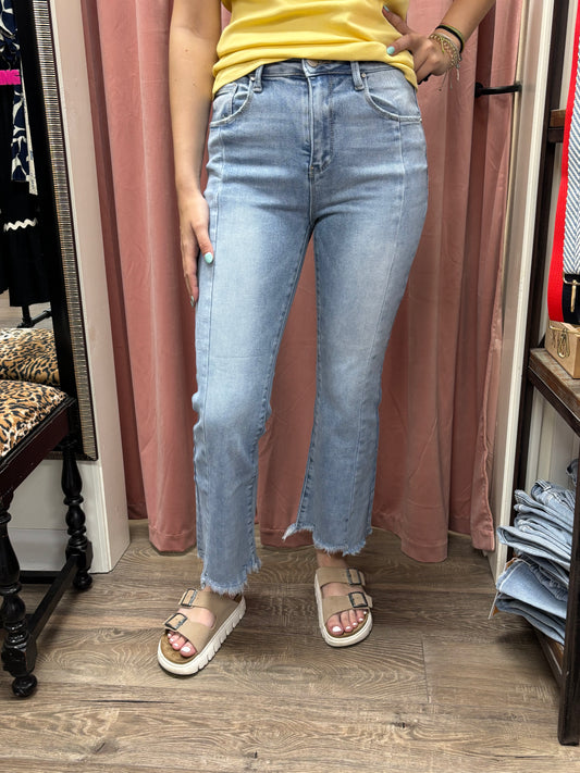 Sara HR Crop Flare Seam Detail Jeans