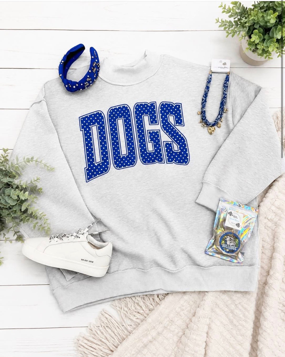 Dogs Polka Dot Mockneck Sweatshirt