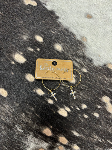 Gold Cross Hoops