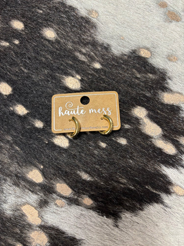 Gold Huggie Hoops w/ Rhinestones