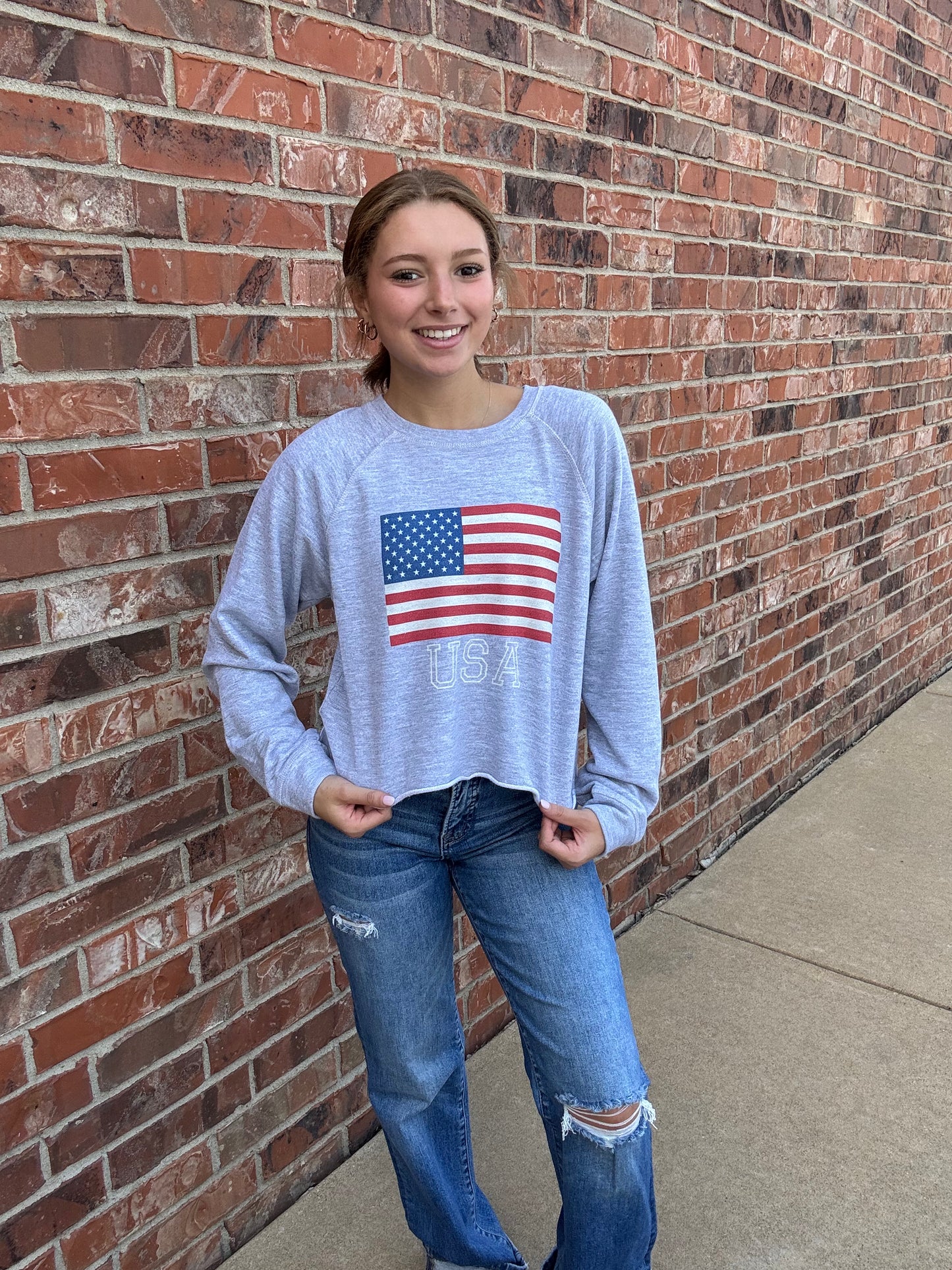 Love The USA Raw Hem Sweatshirt