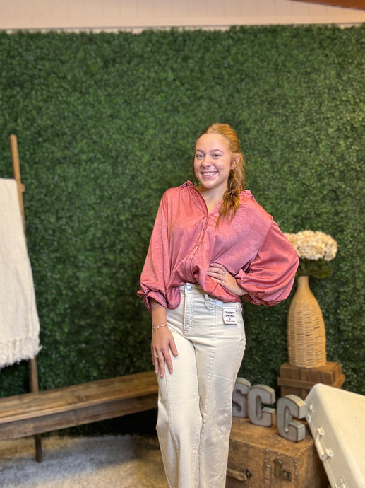 Sweet Satin Button Down Blouse