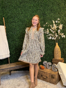 Vintage Woodland Print Dress