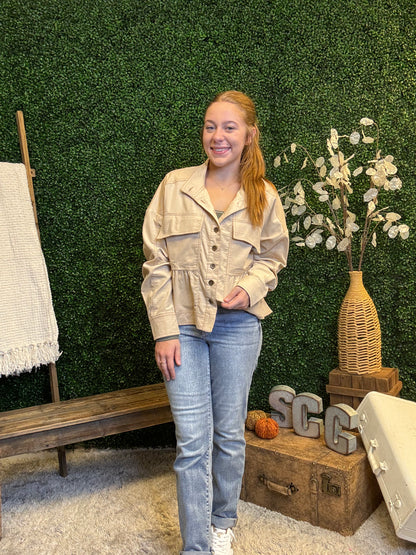 Corduroy Babydoll Button Up Jacket